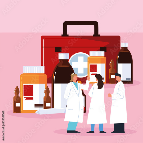 pharmacists with medicines