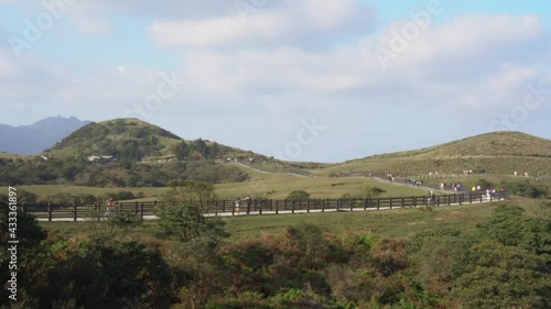 Wallpaper Mural Timelapse of local tourists visiting green field paddock Yangmingshan National Park in Covid Safe Taiwan. Torontodigital.ca