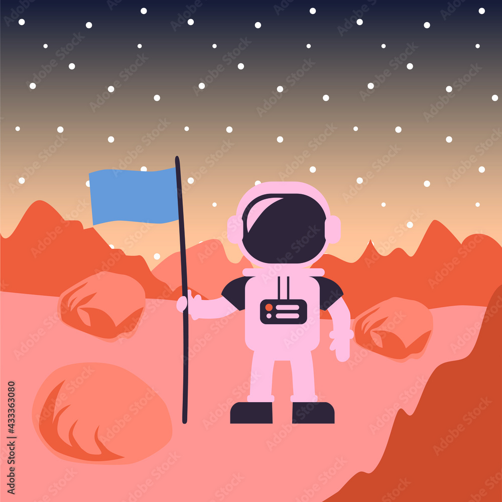 Fototapeta premium Dark red Mars planet space landscape