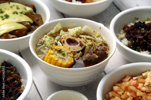 Filipino food called Bulalo or Beef Marrow Stew