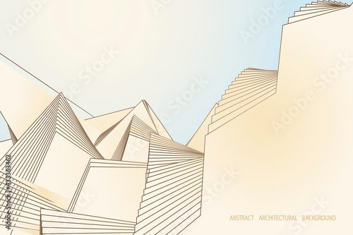 abstract, geometric, architectural background. distorted lines of buildings. fantasy pattern
