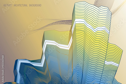 abstract, geometric, architectural background. distorted lines of buildings. fantasy pattern