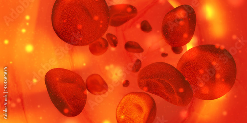 Magnified picture of red blood cells Internal Vascular Surgery 3d illustration