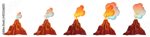Canvas-taulu Volcanic eruption process in different stages