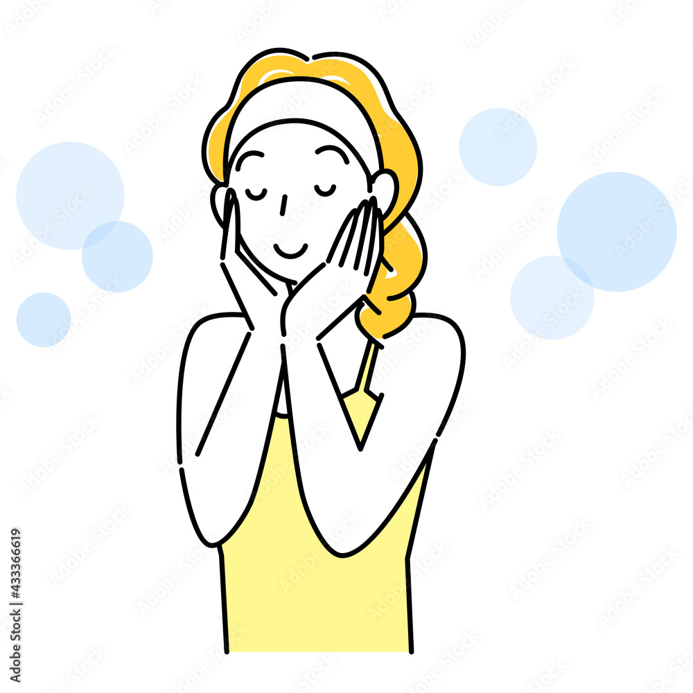 スキンケア 両手で顔に触れスキンケアによる効果を実感している笑顔の女性 イラスト シンプル ベクター
Skin Care. A smiling woman touching her face with both hands and feeling the effects of skin care. Simple illustration. vector.
スキンケア 両手で顔に触れスキンケアによる効果を実感している笑顔の女性 イラスト シンプル ベクター
Skin Care. A smiling woman touching her face with both hands and feeling the effects of skin care. Simple illustration. vector.
