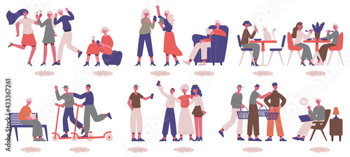 Extrovert and introvert characters. Sociable and uncommunicative psychological people types vector illustration set. Active and calm men and women characters