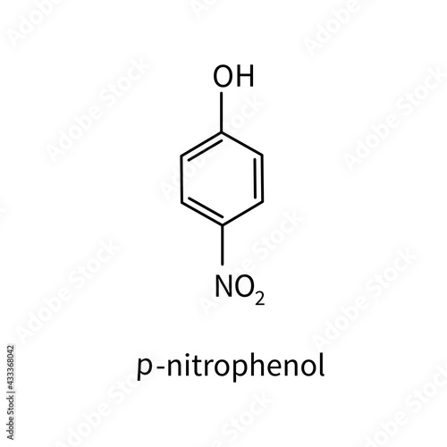 Formula of chemical structure of p-nitrophenol .Vector EPS 10.