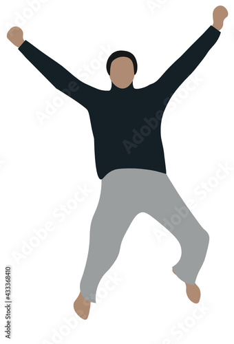 Joven saltando con los brazos hacia arriba. fondo transparente