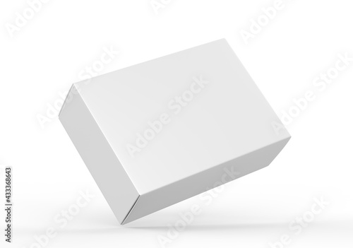 Blank white product packaging paper cardboard box. 3d render illustration. photo