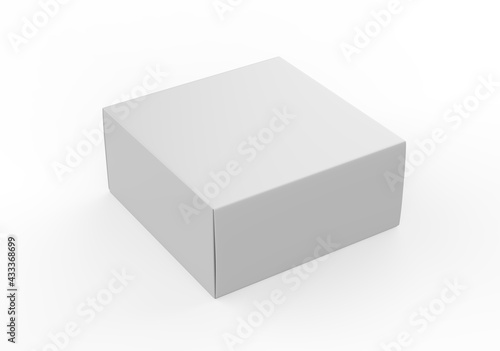 Blank white product packaging paper cardboard box. 3d render illustration. © godesignz