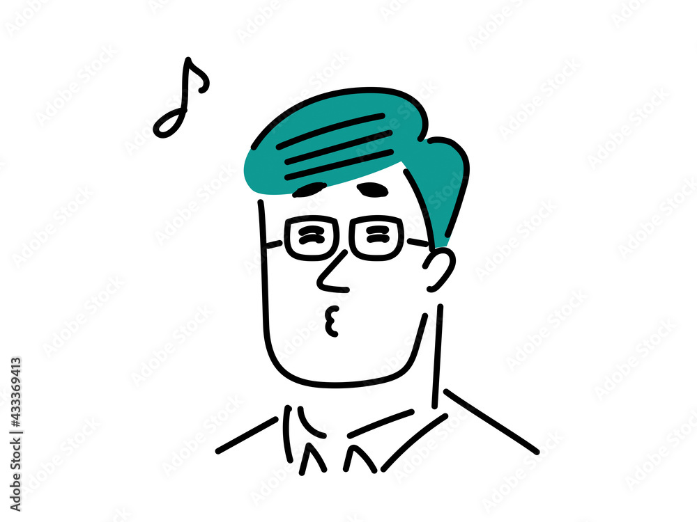 口笛を吹く笑顔のメガネの男性のイラスト素材 Stock Vector Adobe Stock