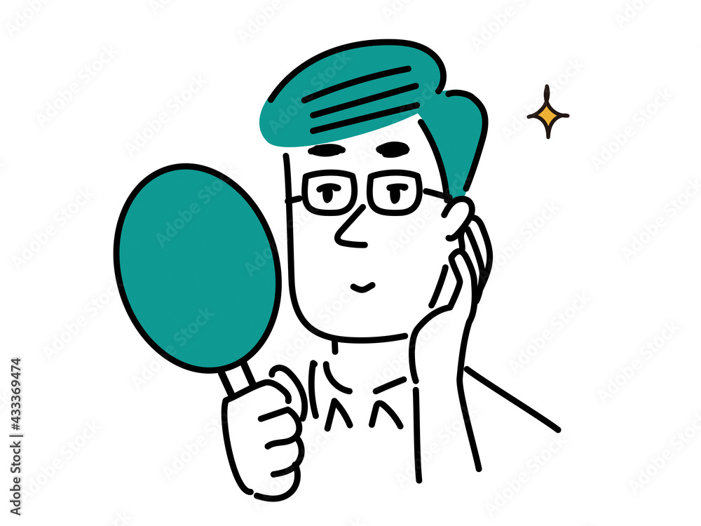 手鏡を持つメガネの男性のイラスト素材 Stock Vector Adobe Stock 手鏡を持つメガネの男性のイラスト素材 Stock Vector Adobe Stock