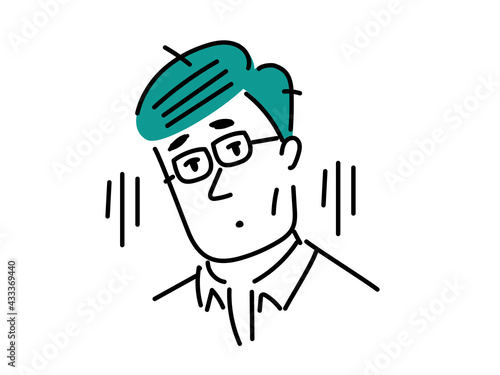 落ち込んでいるメガネの男性のイラスト素材