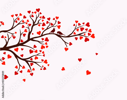 Vector illustration of Love birds tree