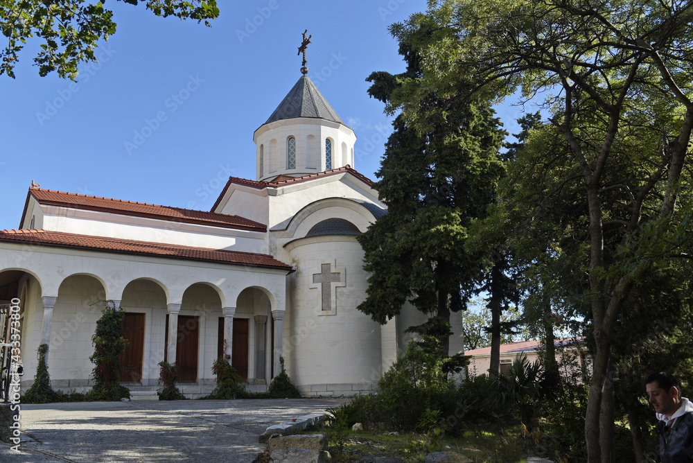 Yalta, Crimea - 10.16.2015 : The building of an old church near the Black Sea coast