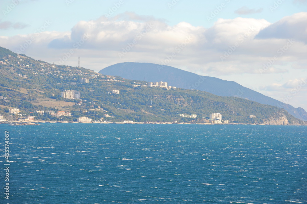 Yalta, Crimea - 10.16.2015 : The territory of the Black Sea, the view from the mountain area to the water.