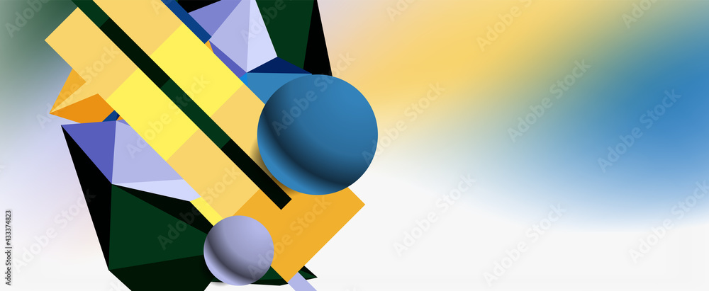 Trendy 3d geometric composition, design template for business or technology presentation, internet poster or web brochure cover Trendy 3d geometric composition, design template for business or technology presentation, internet poster or web brochure cover