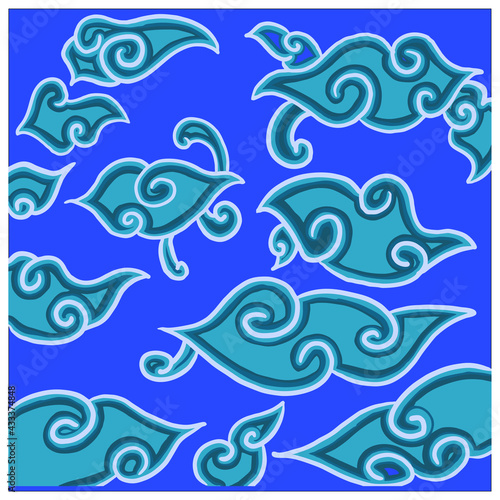 Batik Pattern Jawa, Motif batik megamendung, kain batik vector Bali