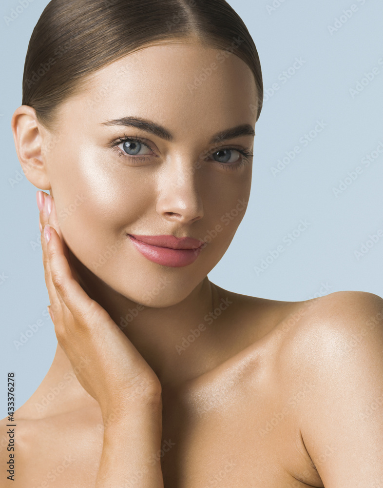 Young woman beautiful face healthy skin natural make up spa clean fresh skin Young woman beautiful face healthy skin natural make up spa clean fresh skin