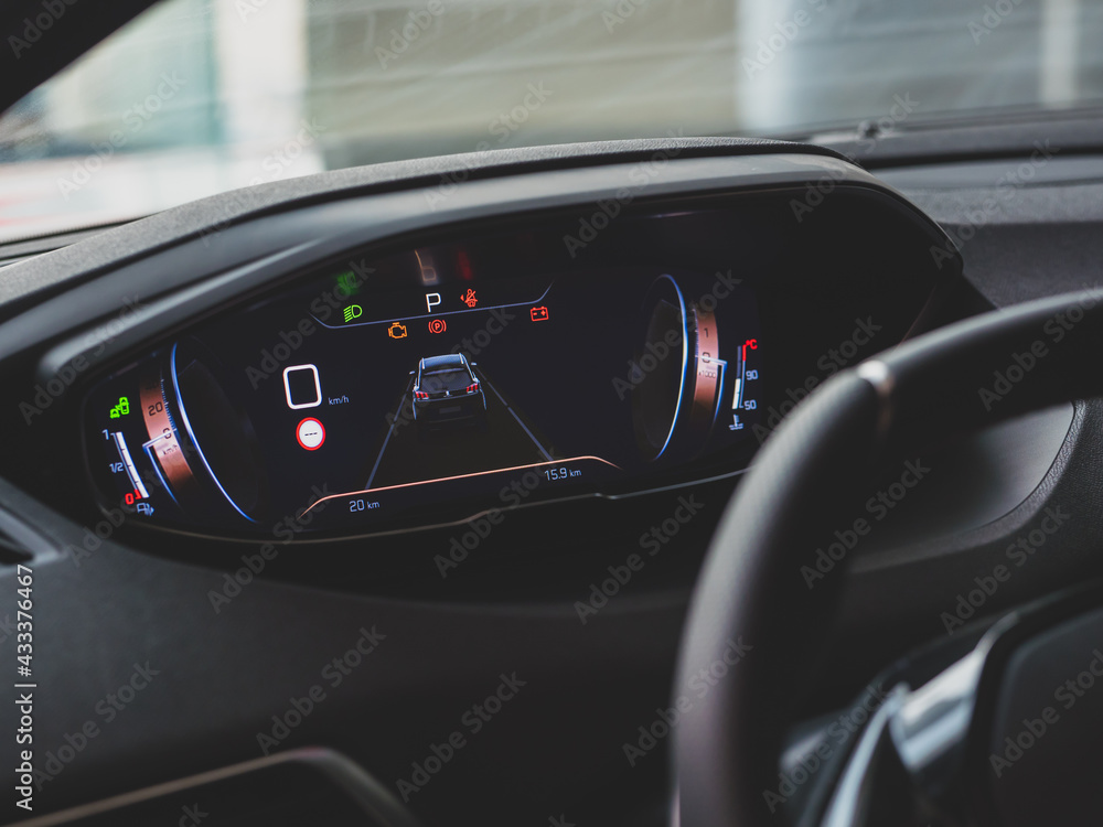 Fototapeta premium Photo of the LCD dashboard in the car cockpit