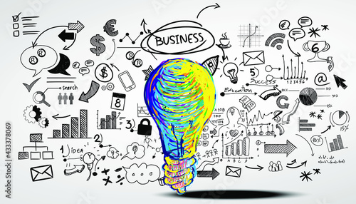 Light bulb Idea. plan think analyze creative startup business. illustration Creativity modern Concept Vector.