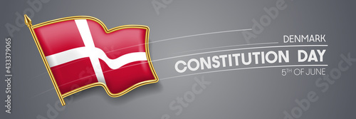 Denmark constitution day vector banner, greeting card.