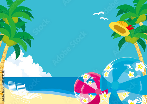 南国のビーチ　イラスト