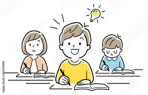 ベクターイラスト素材：授業内容が理解できる小学生の男の子
