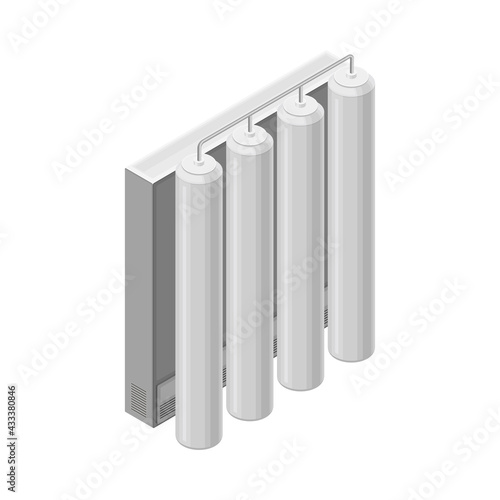 Water Purification Process with Filtration and Distillation in Cylindrical Tank Isometric Vector Illustration