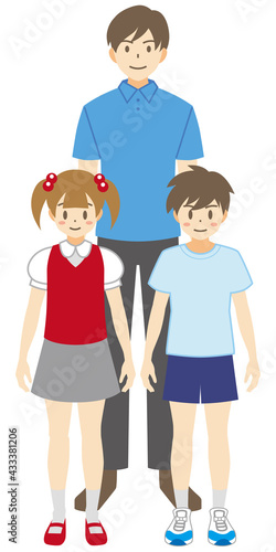 【家族ベクターイラスト素材】父子家庭のイラスト【人物】