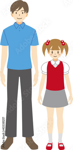 【家族ベクターイラスト素材】父子家庭のイラスト【人物】