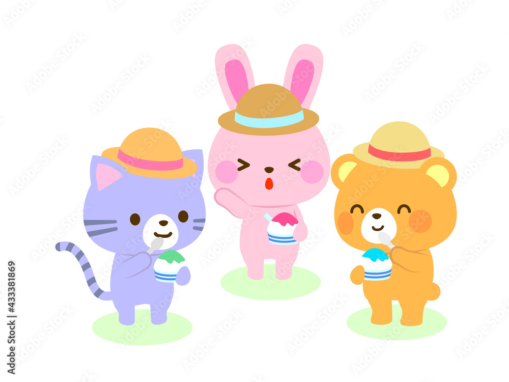 Naklejka premium 夏休みのイラスト・かき氷