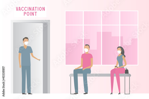 Vaccination point. Cartoon. Vector illustration. photo