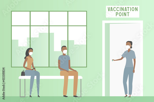 Vaccination station. Cartoon. Vector illustration.