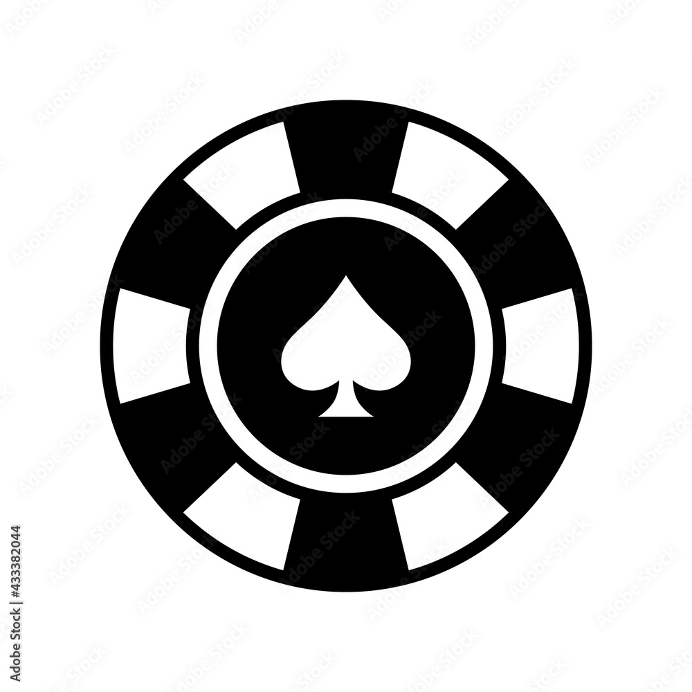 Poker chips. Spades. Casino chips. Chip vector icon isolated on white background. Vector icon for web application or UI. 