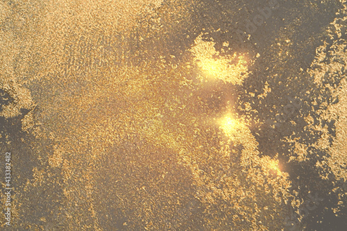 Abstract magic gold and blue-grey marble pattern with sparkles. Vector background in alcohol ink technique. Modern paint with glitter. Template for banner, poster design. Fluid art painting