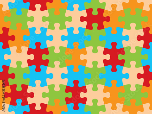 Vector colorful jigsaw puzzle seamless texture