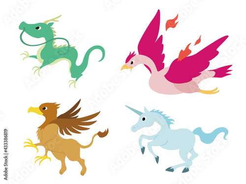 シンプルな幻獣のイラストセット