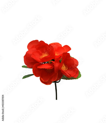 Beautiful roses. saffron. artificial flowers. for table decoration, holiday. on an isolated white background. Valentine's Day. new Year. Christmas. birthday. advertise the store. close-up