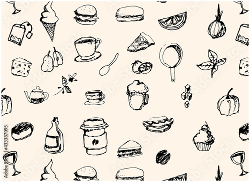 カフェ　手書き　イラスト