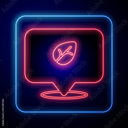 Glowing neon Vegan food diet icon isolated Glowing neon background. Organic, bio, eco symbol. Vegan, no meat, lactose free, healthy, fresh and nonviolent food. Vector