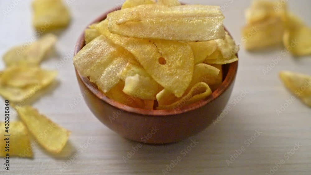 Crispy Banana Chips - fried or baked sliced banana Crispy Banana Chips - fried or baked sliced banana