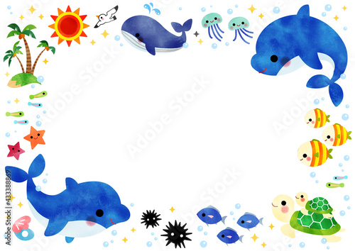 水彩 海のなかまたち フレーム