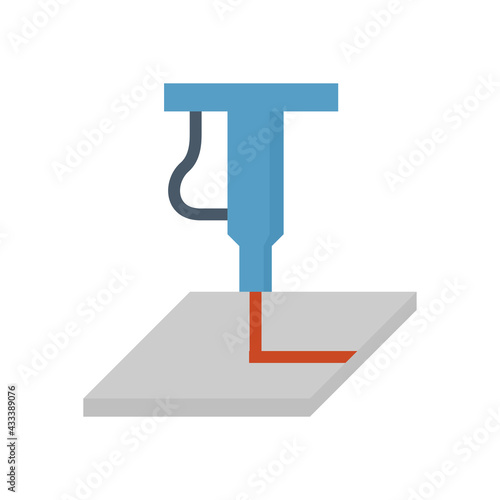 Plate product of steel metal or iron cutting work vector icon. Process in mill of metallurgy, manufacturing, production of industry in factory to cut off by laser machine equipment technology.