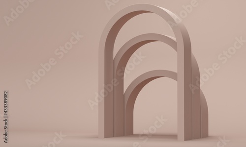 Abstract brown background with arch. Backdrop design for product promotion. 3d rendering
