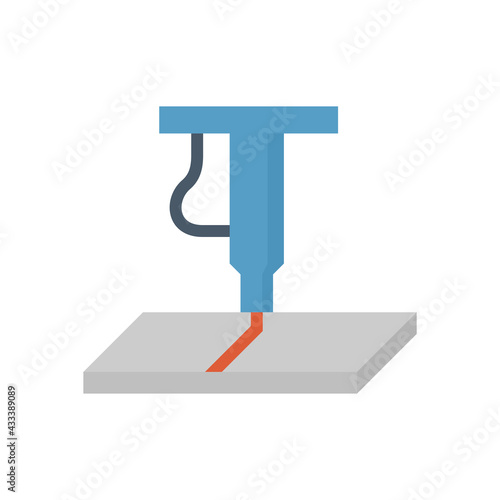 Flat bar product of steel metal or iron cutting work vector icon. Process in mill of metallurgy, manufacturing, production of industry in factory to cut off by laser machine equipment technology.