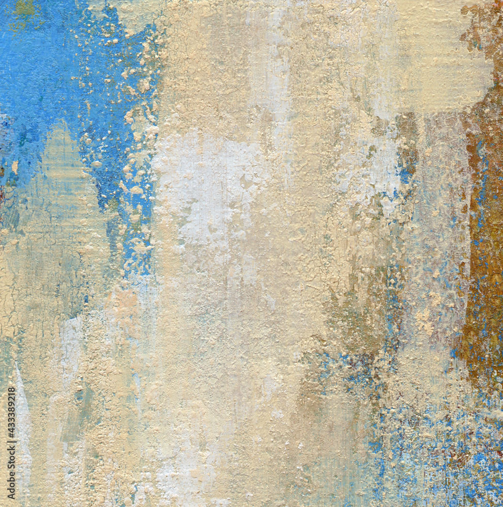 Abstract texture. Versatile artistic backdrop for creative design projects: posters, banners, invitations, cards, websites, wallpapers. Raster image. Mixed media. Blue and beige colors.