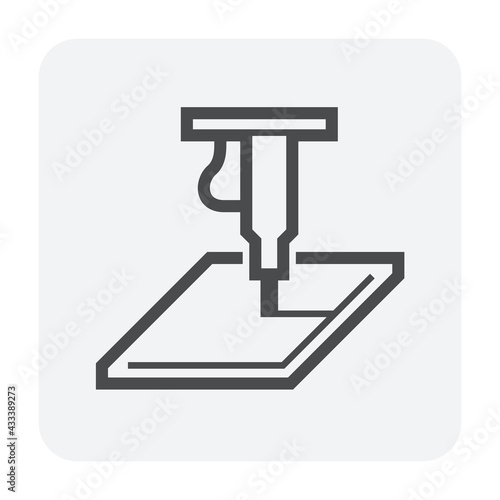 Plate product of steel metal or iron cutting work vector icon. Process in mill of metallurgy, manufacturing, production of industry in factory to cut off by laser machine equipment technology.