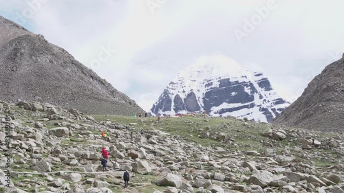 Sacred mountain in Tibet - Mount Kailash with blue sky