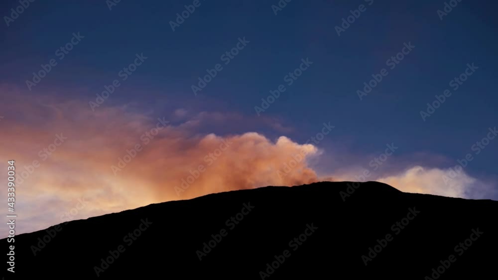timelapse landmark of nature in Sicily at sunrise vapors smoking from Etna Volcano craters in backlight timelapse landmark of nature in Sicily at sunrise vapors smoking from Etna Volcano craters in backlight